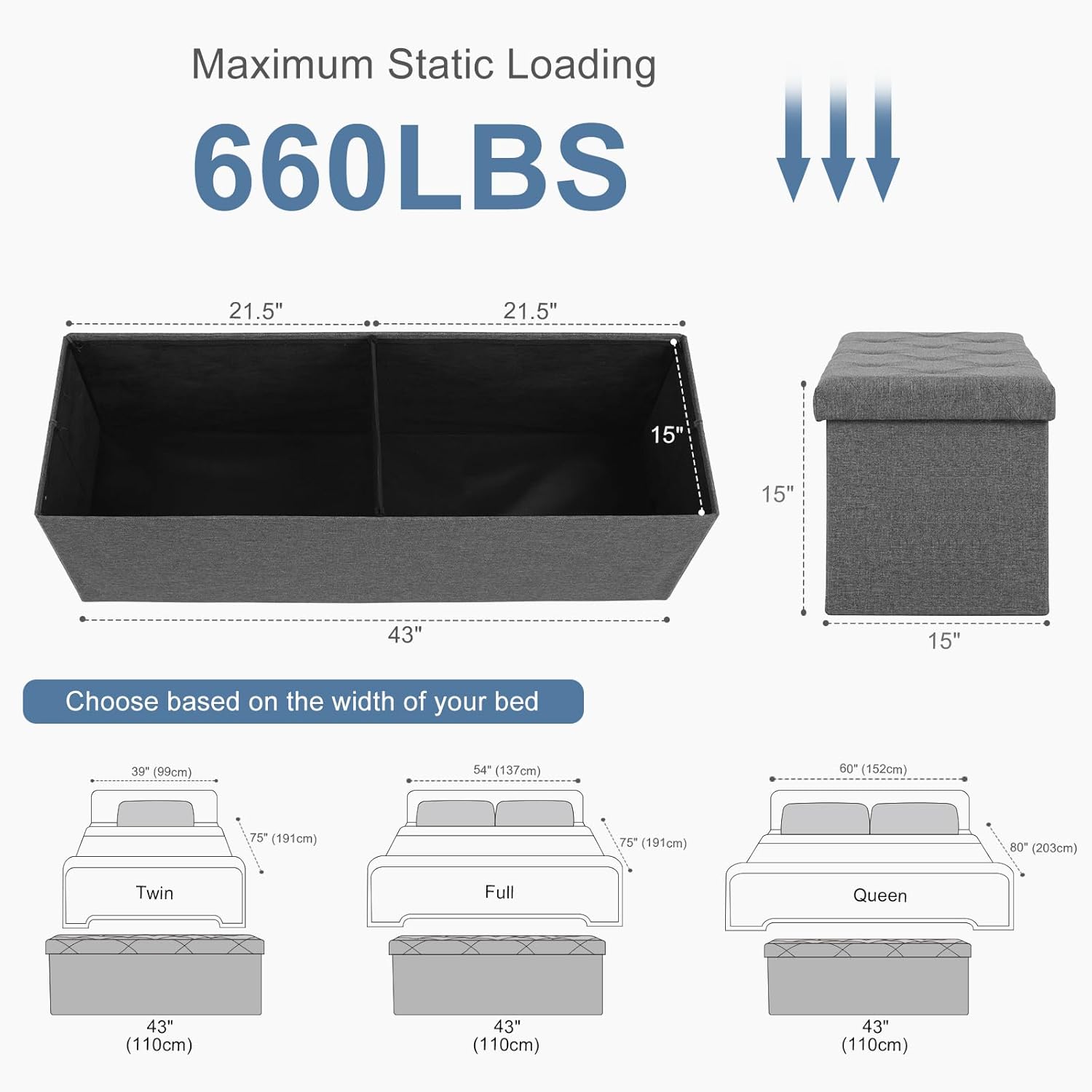 MyDepot Folding Storage Ottoman Bench