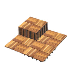 My Depot Outdoor Decking 12 in. W x 12 in. L Square Patio Natural Color Wood Interlocking Flooring Deck Tiles Straight Pattern