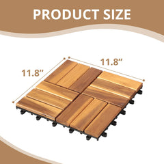 My Depot Outdoor Decking 12 in. W x 12 in. L Square Patio Natural Color Wood Interlocking Flooring Deck Tiles Straight Pattern