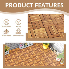 My Depot Outdoor Decking 12 in. W x 12 in. L Square Patio Natural Color Wood Interlocking Flooring Deck Tiles Straight Pattern