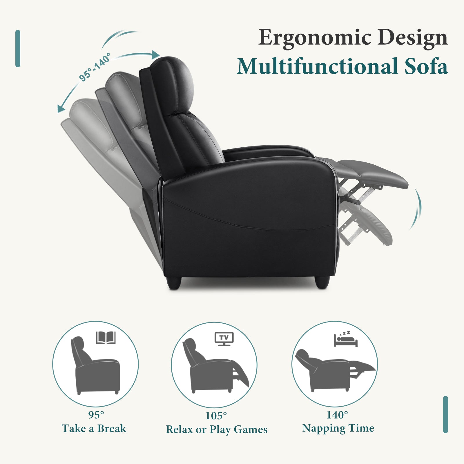 Mydepot Reclining Chair for Living Room with Massage Feature