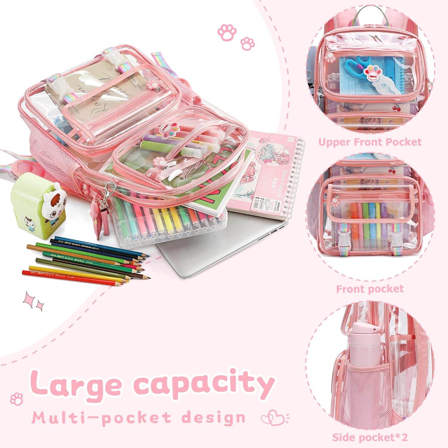 MyDepot Cute Clear Backpack, 
Large capacity