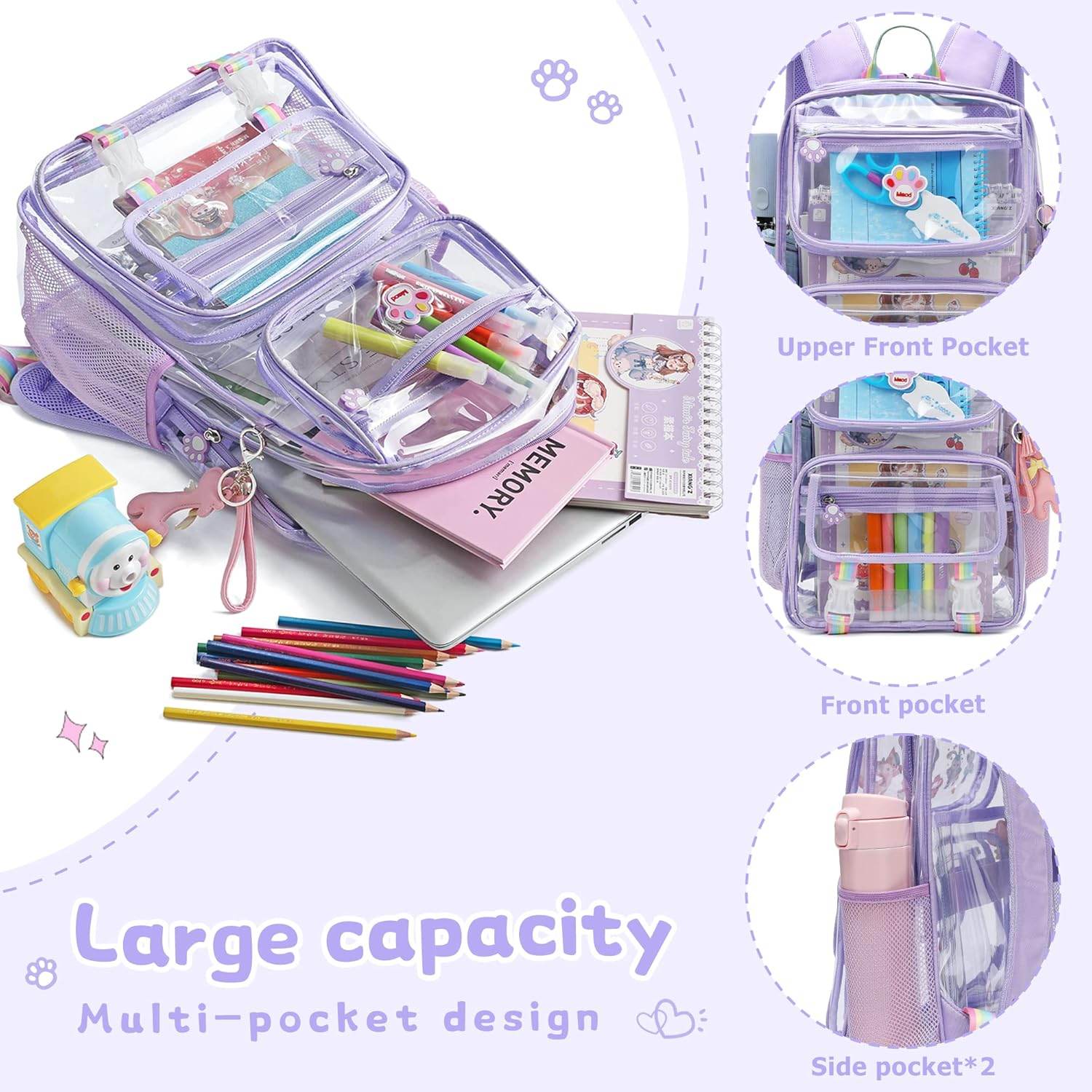 MyDepot Cute Clear Backpack
Large capacity