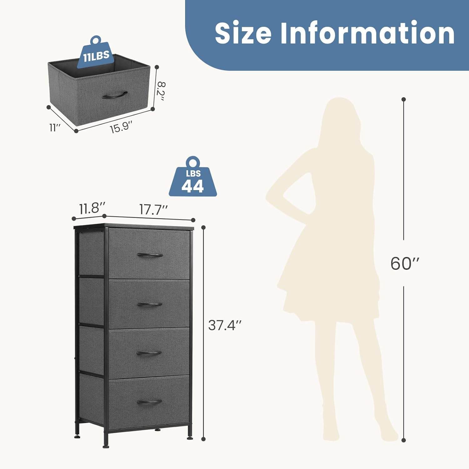 My Depot Dresser with 4 Fabric DrawersSize Information
