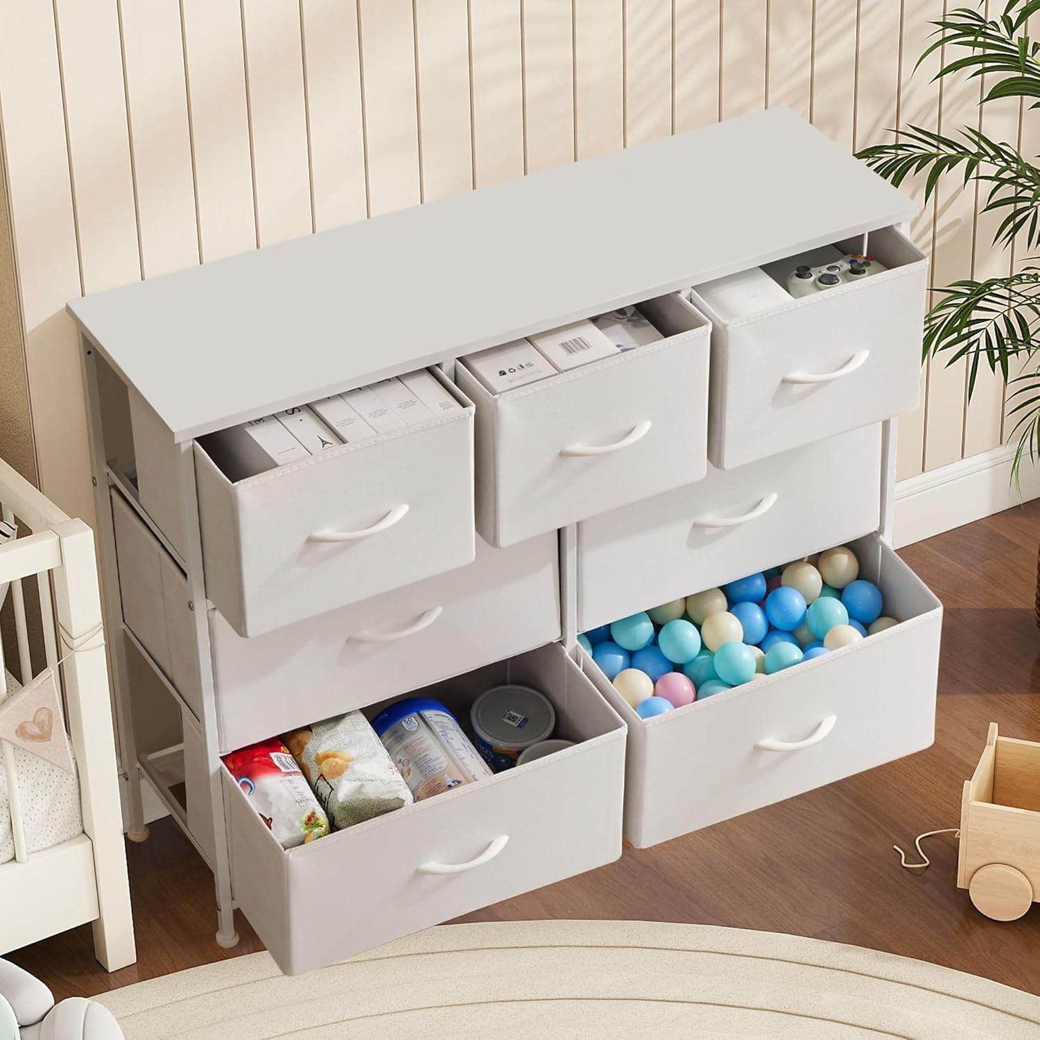 My Depot Bedroom Dresser with 7 Fabric Drawers 
White
SPMD-CAB-7BC-WT