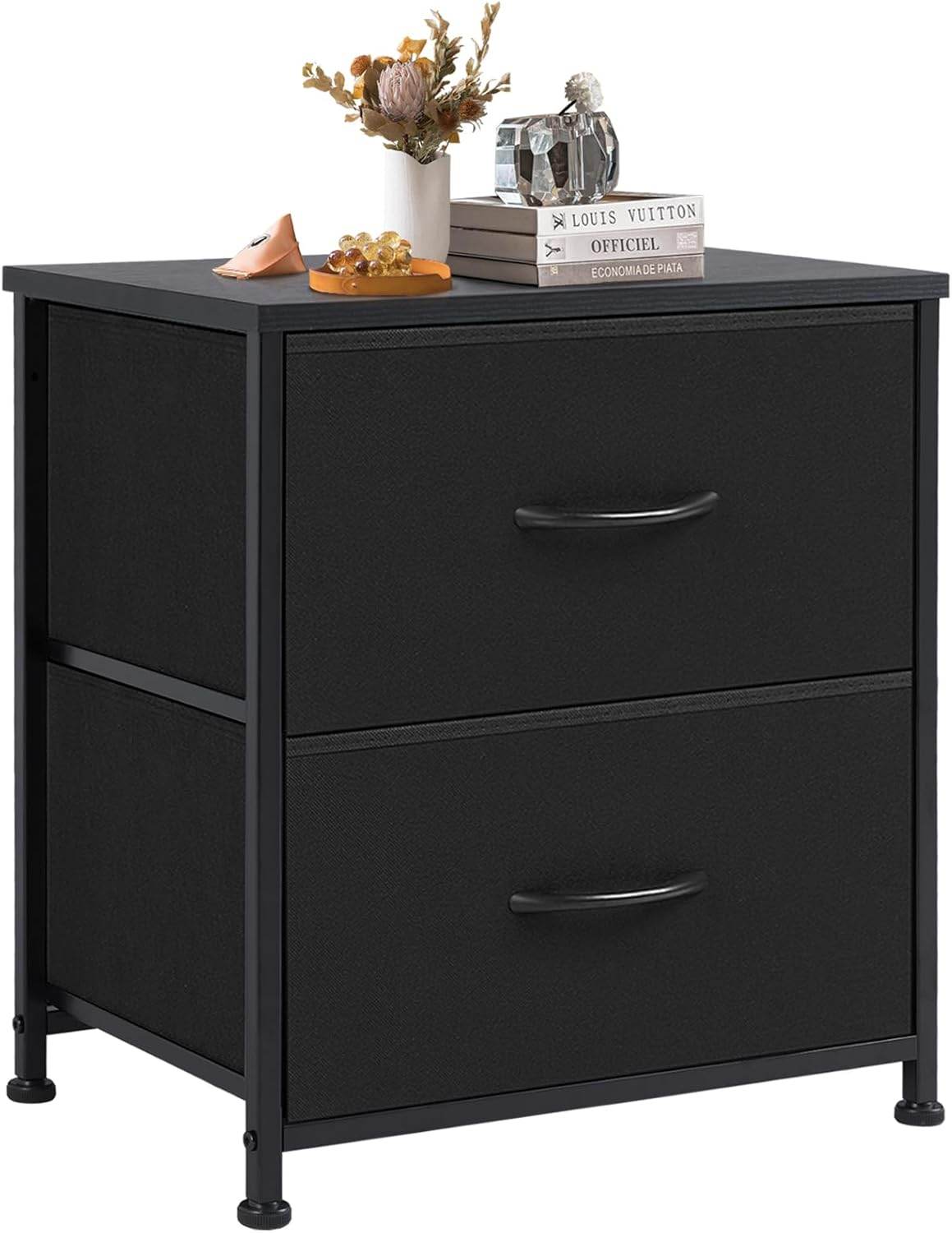 My Depot Nightstand with 2 Fabric Drawers for Wardrobe, Entryway, College Dorm - My Depot