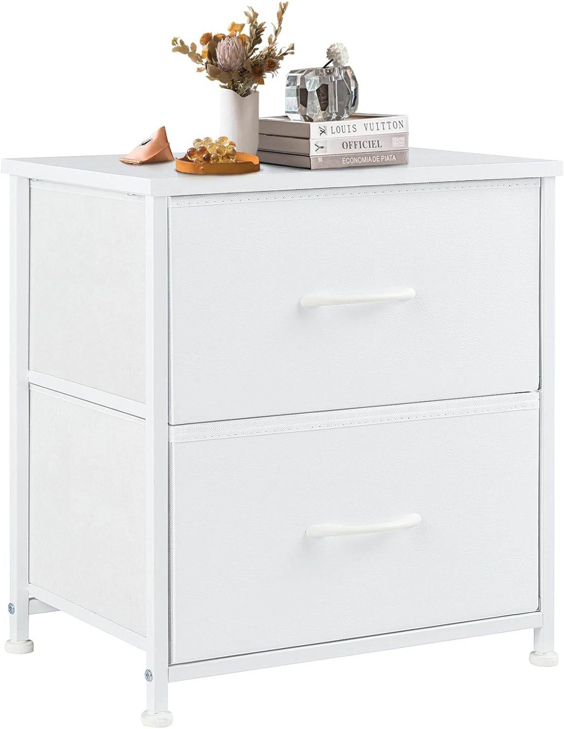 My Depot Nightstand with 2 Fabric Drawers for Wardrobe, Entryway, College Dorm - My Depot