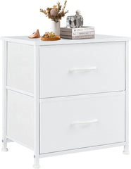 My Depot Nightstand with 2 Fabric Drawers for Wardrobe, Entryway, College Dorm - My Depot