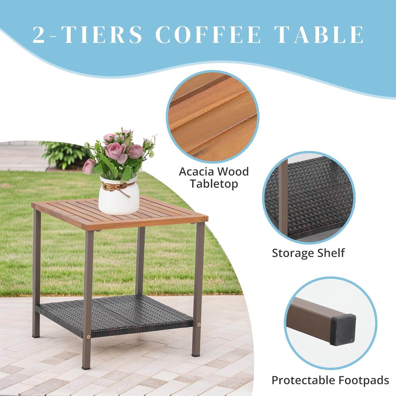 My Depot Outdoor Rattan Sofa 3-Piece
2-TIERS COFFEE TABLE