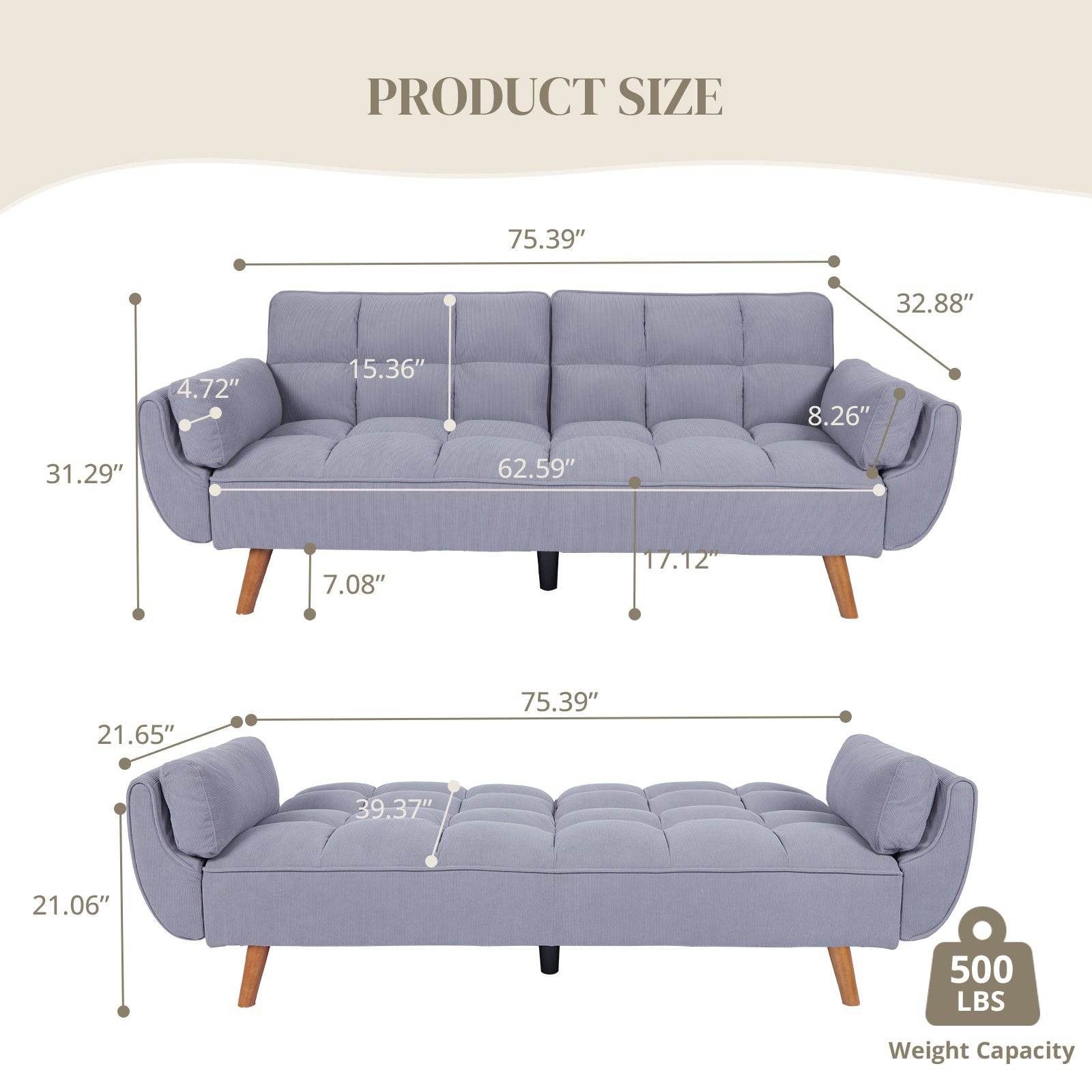 MyDepot Sofa Bed 
PRODUCT SIZE