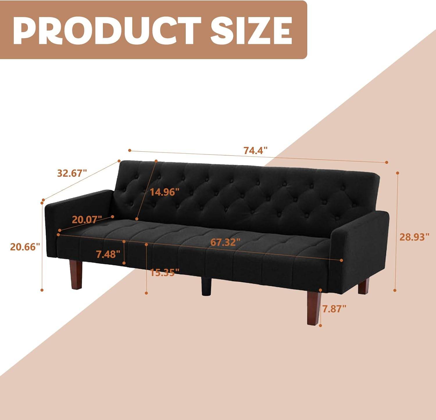 MyDepot 74.4 Inch Sofa Bed
PRODUCT SIZE