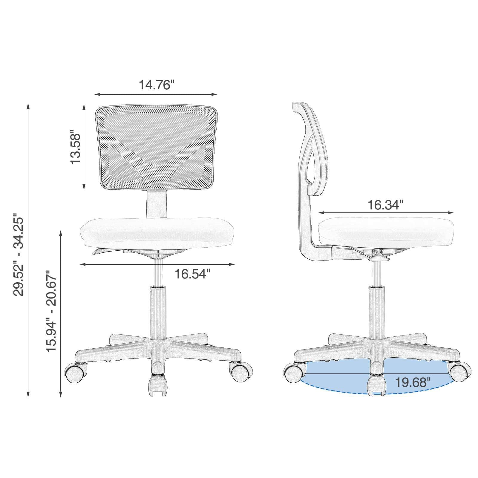 MyDepot Armless Mesh Office Chair Ergonomic Computer Desk Chair 6 Colors - My Depot