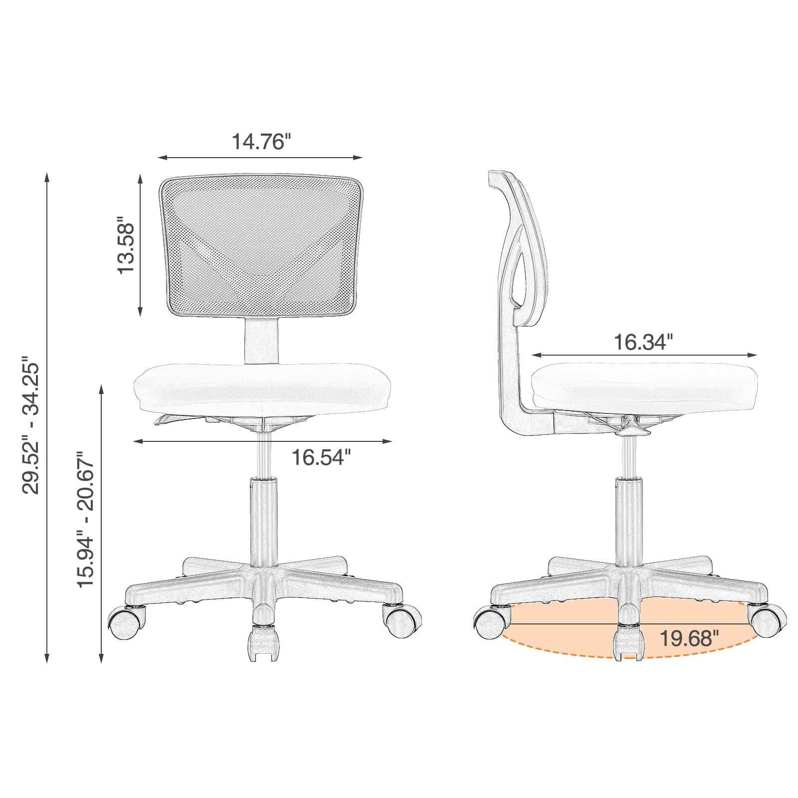 MyDepot Armless Mesh Office Chair Ergonomic Computer Desk Chair 6 Colors - My Depot