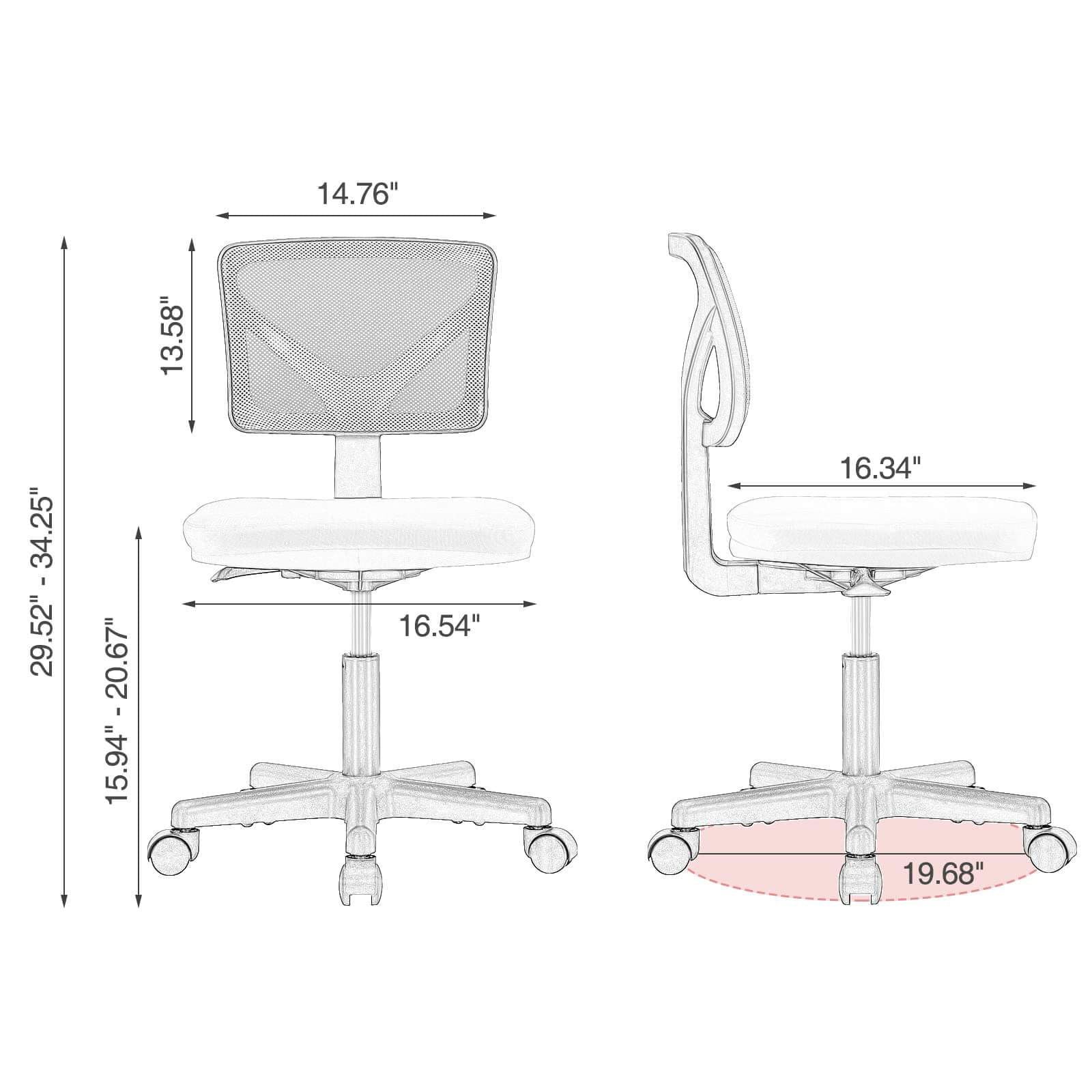 MyDepot Armless Mesh Office Chair Ergonomic Computer Desk Chair 6 Colors - My Depot