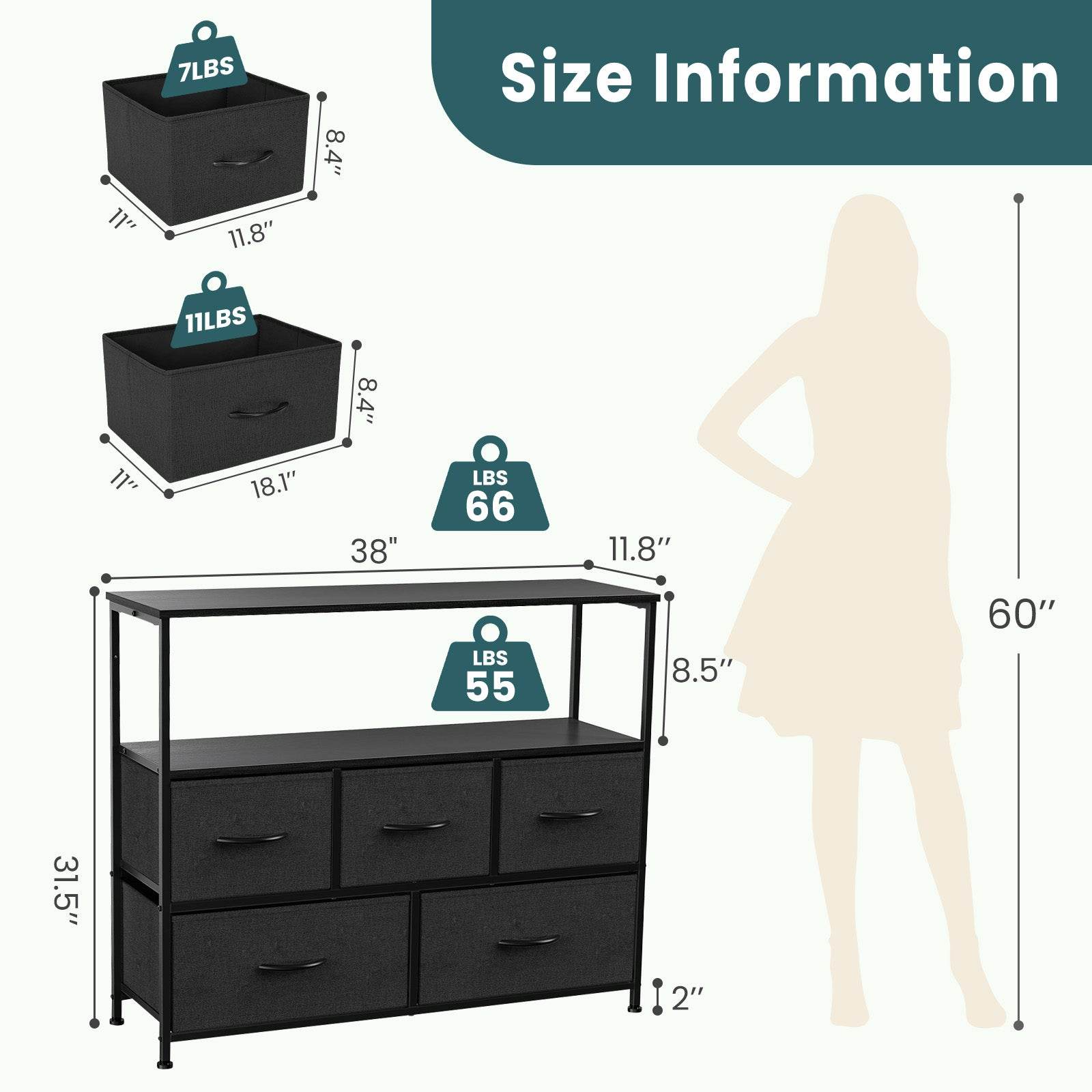 MyDepot Bedroom Dresser
Size Information