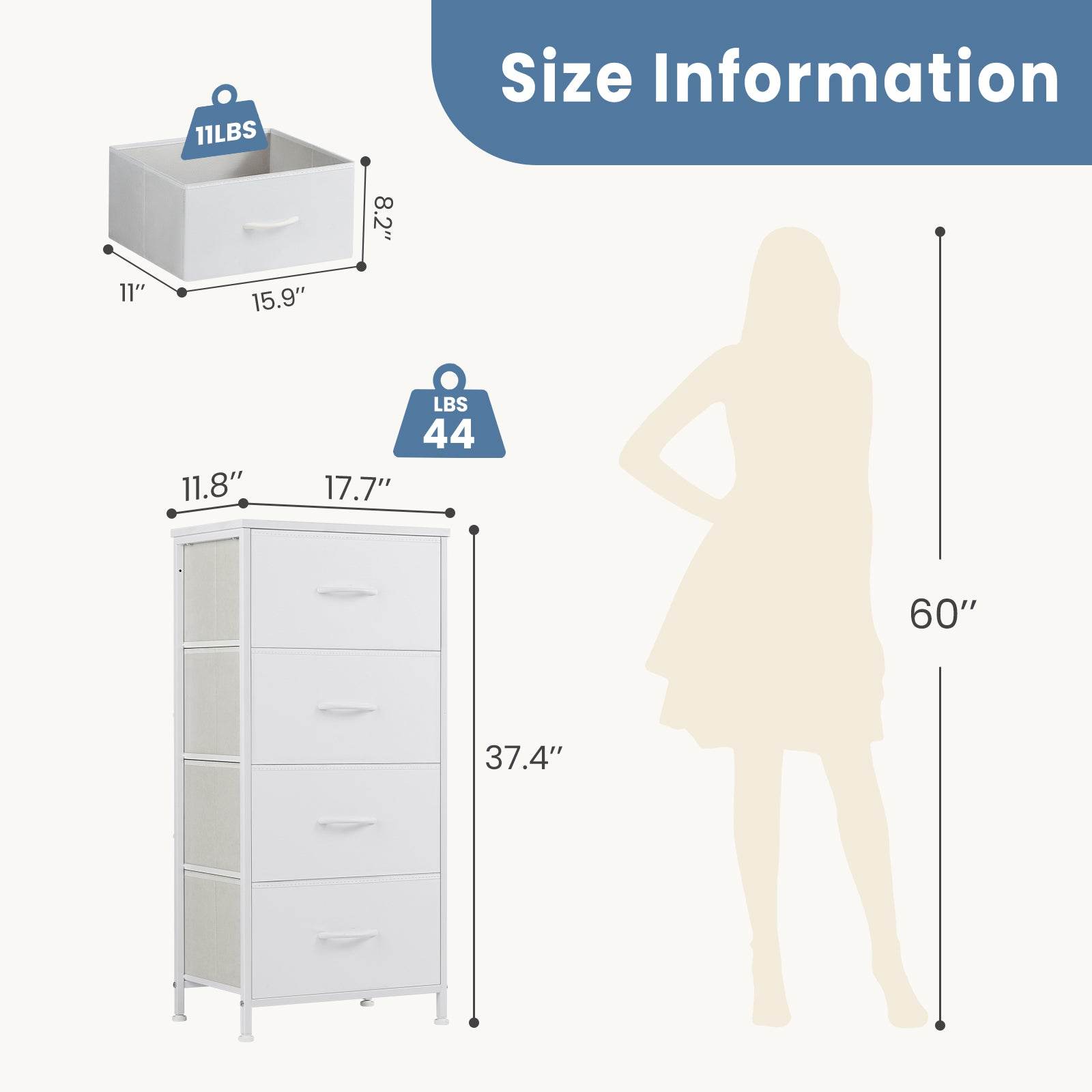 MyDepot Bedroom Dresser Organizer with Drawers
Size Information