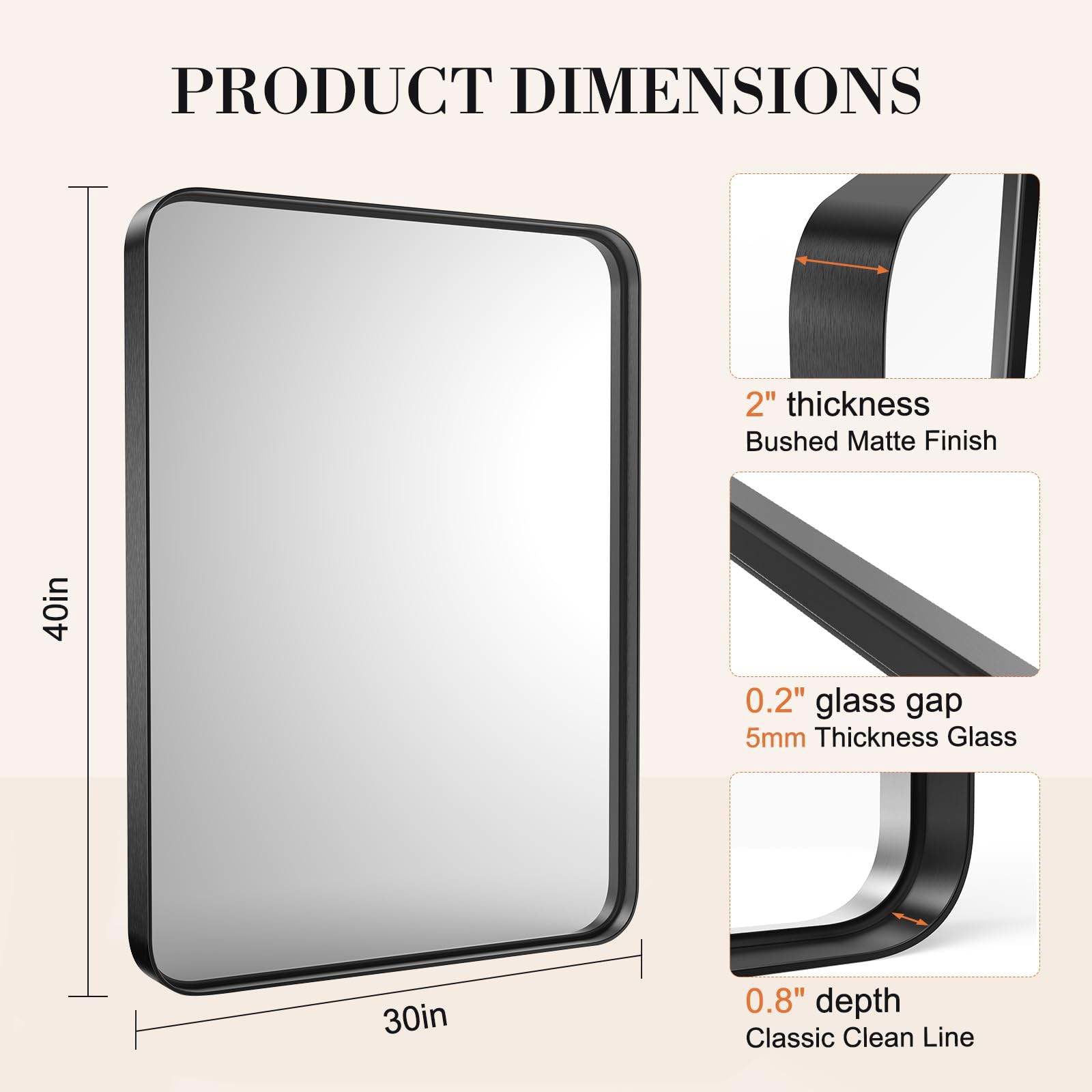 MyDepot Black Bathroom Vanity Mirror for Wall - My Depot