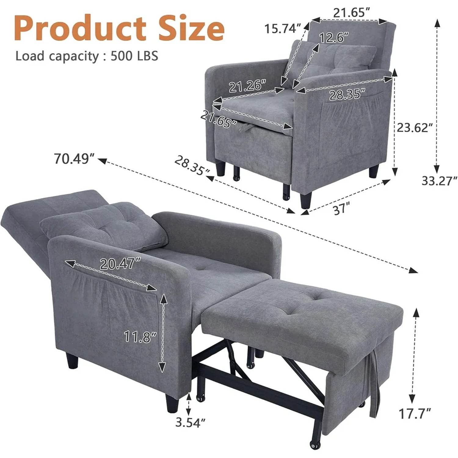 MyDepot Convertible Chair Bed
Product Size