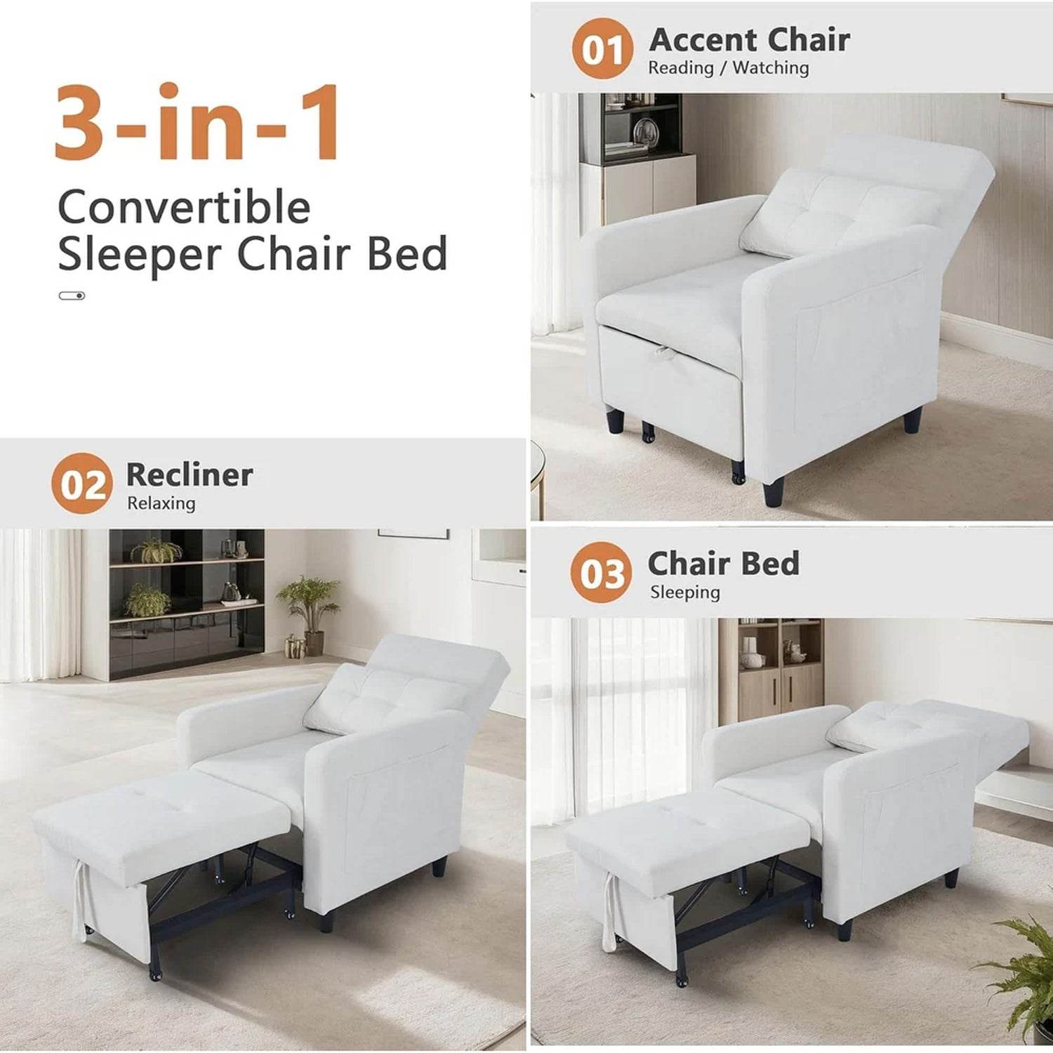 MyDepot Convertible Chair Bed
3-in-1
ConvertibleSleeper Chair Bed