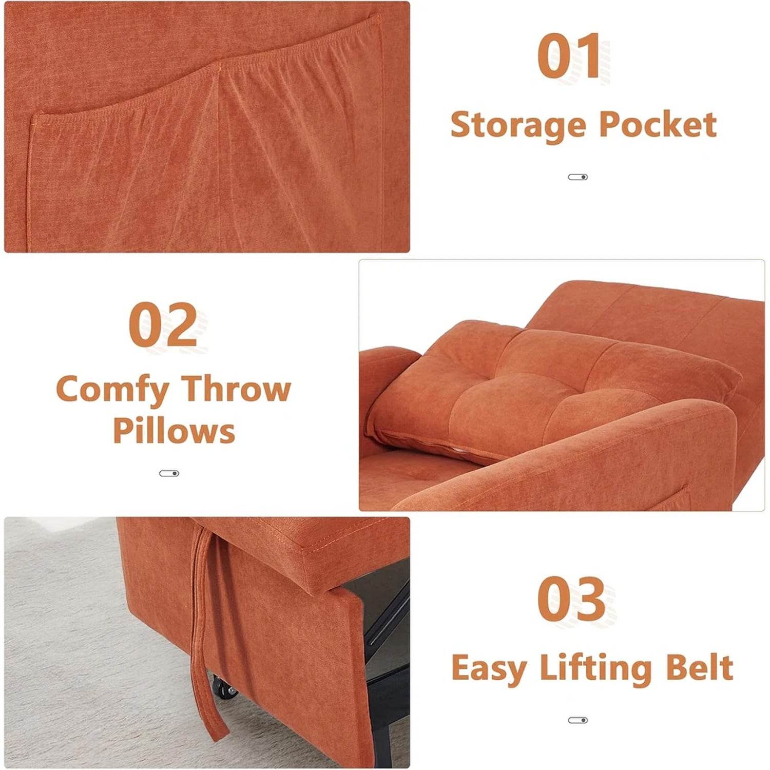 MyDepot Convertible Chair Bed
Orange
SPMD-FC3332-0R