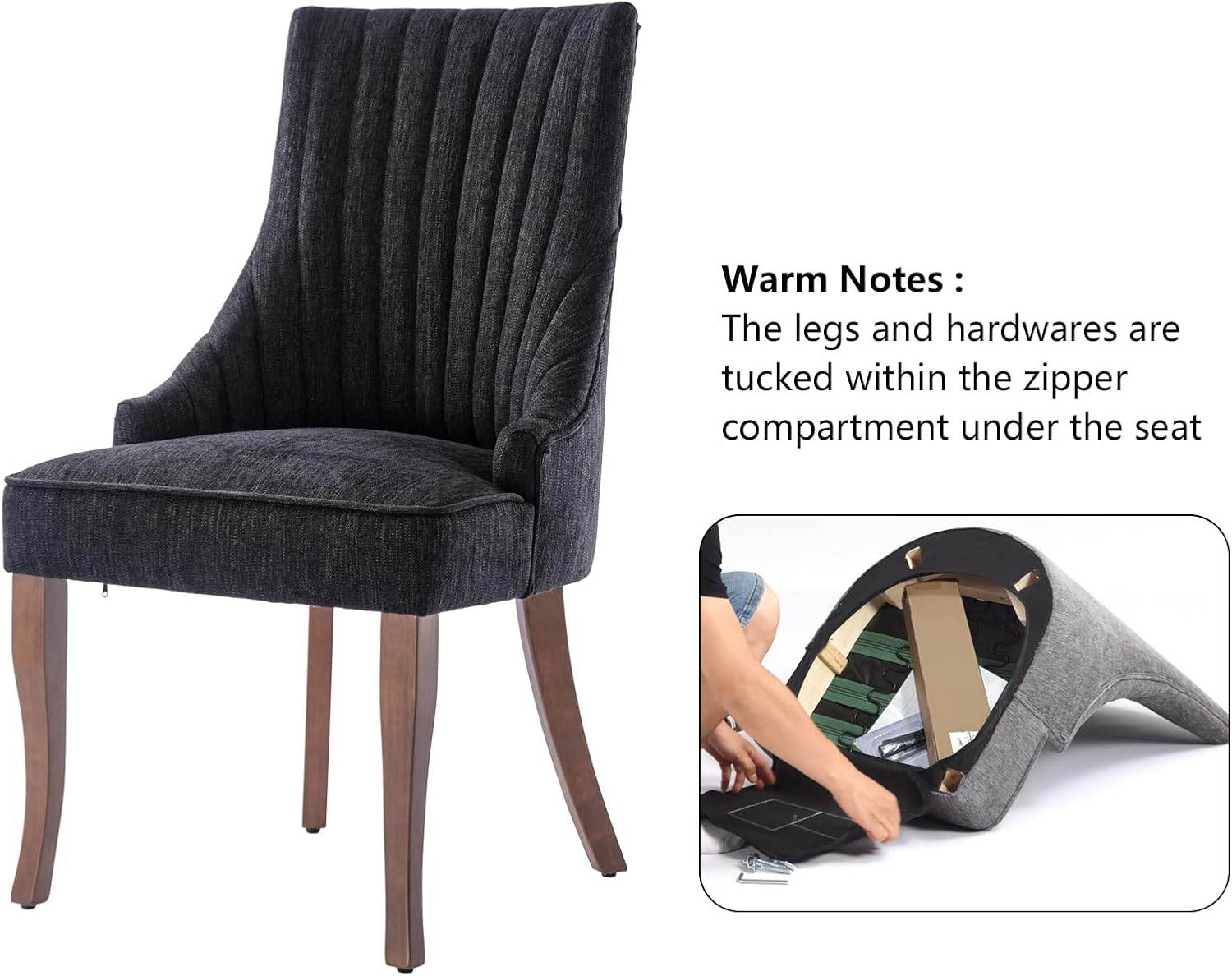 MyDepot Dining Chair 
Warm Notes :
The legs and hardwares aretucked within the zippercompartment under the seat