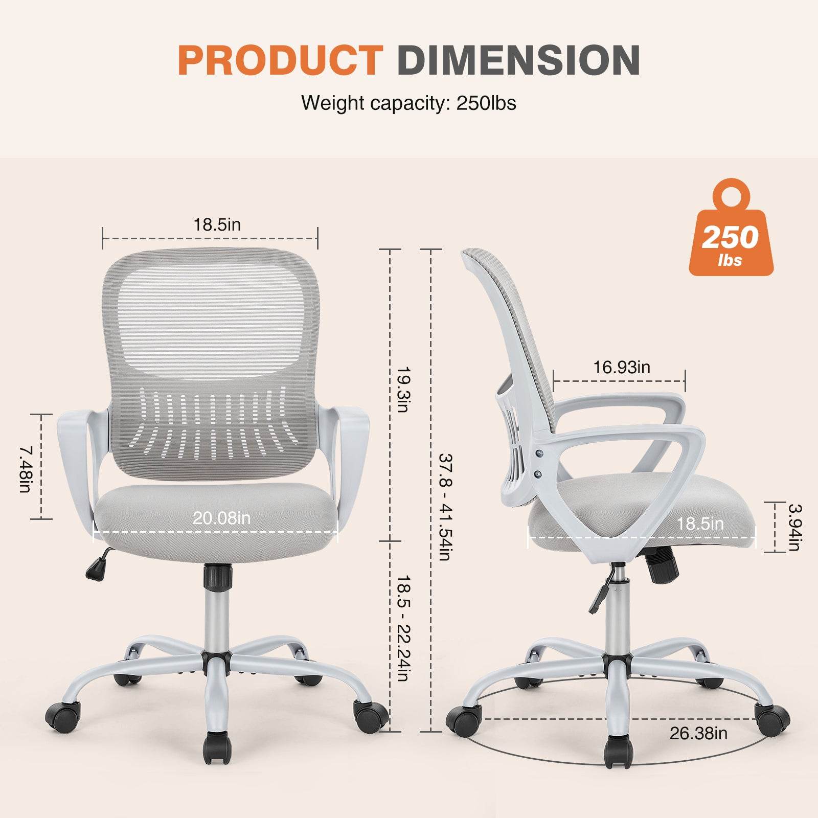 MyDepot Ergonomic Office Mesh Chair 
PRODUCT DIMENSION