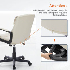 MyDepot  Executive Swivel Task Chair - 
Attention :
Unzip the seat back before assemblyand take some parts required
for installation