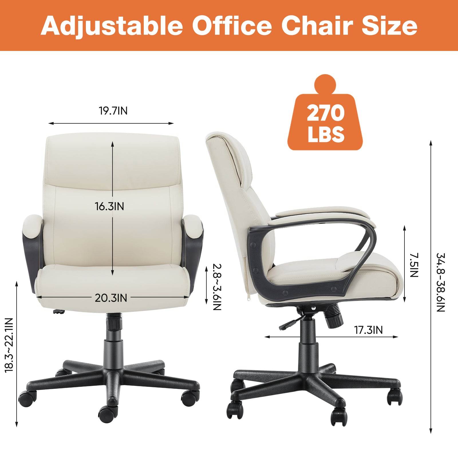 MyDepot Executive Swivel Task Chair - 
Adjustable Office Chair Size