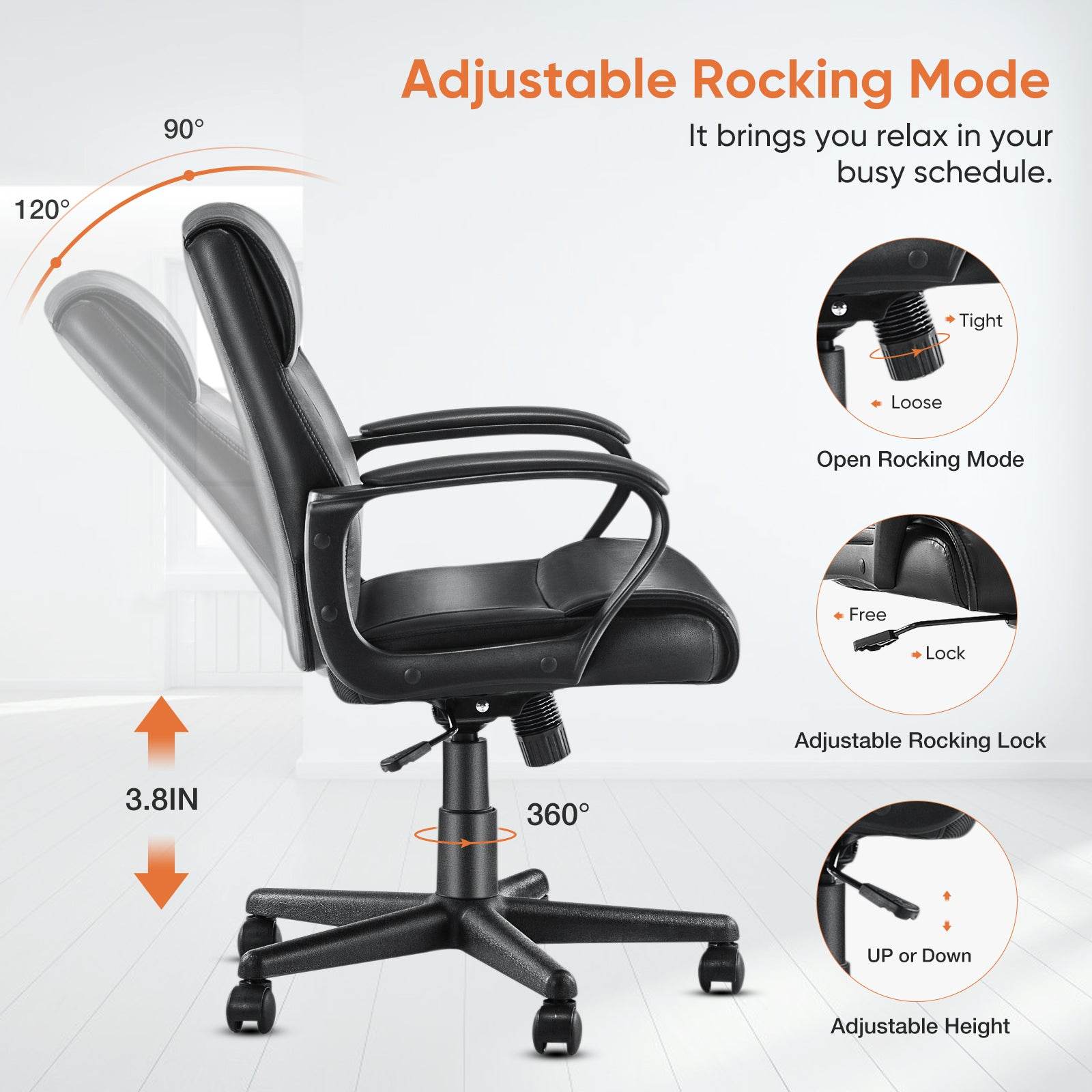 MyDepot Executive Swivel Task Chair 
Adjustable Rocking Mode