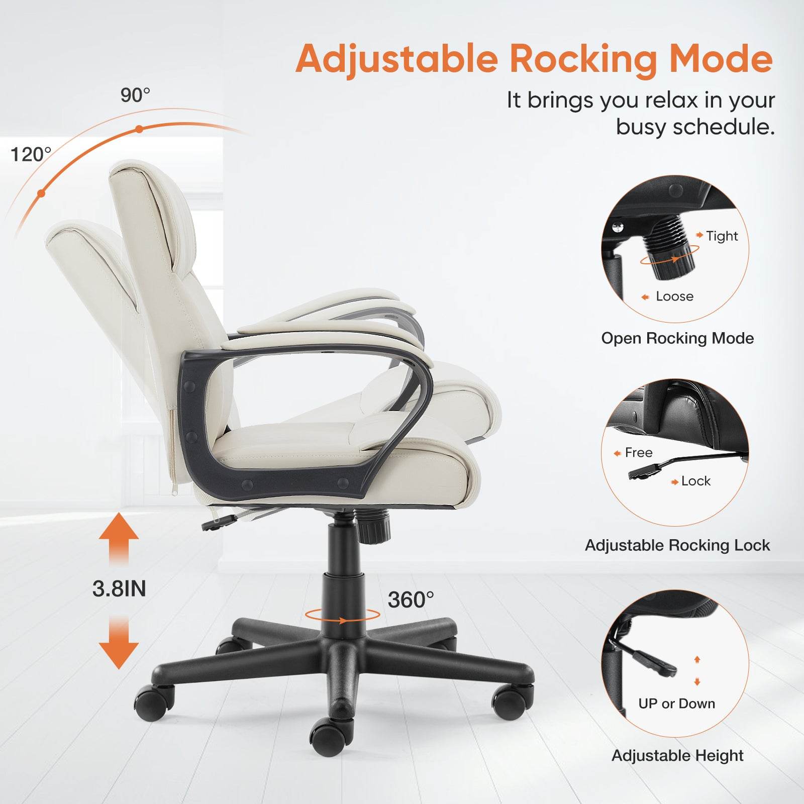 MyDepot  Executive Swivel Task Chair - 
Adjustable Rocking Mode