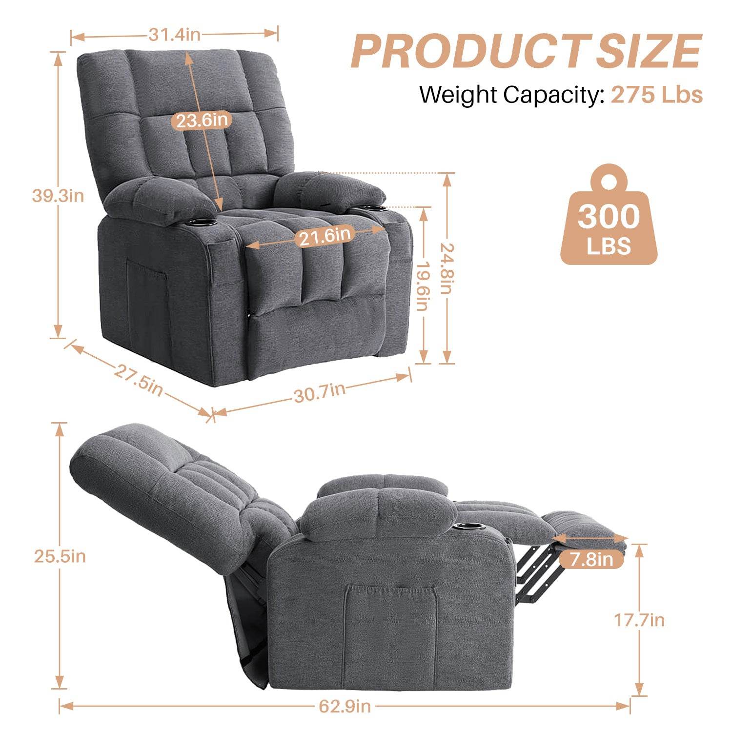 MyDepot Recliner Vibration Massage 
PRODUCTSIZE
Gray