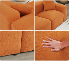 MyDepot Sectional Sofa L Shape Orange Teddy Bear Upholstered with 2 Pillows 92 Inch - My Depot