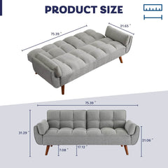 MyDepot Sofa Bed Adjustable Backrest Sleeper Fabric Couch with Tapered Legs - My Depot