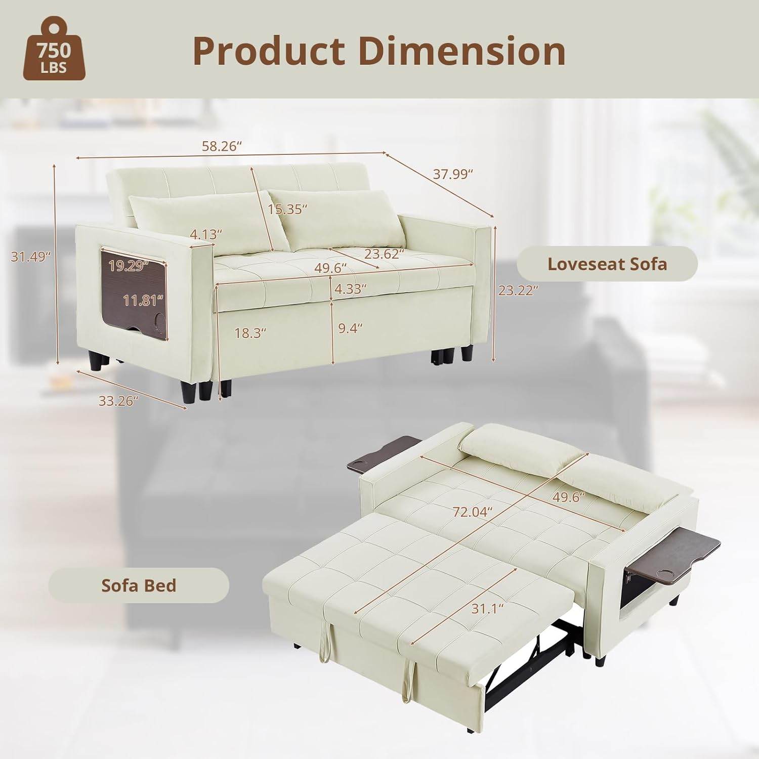 MyDepot Sofa Bed 
Product Dimension