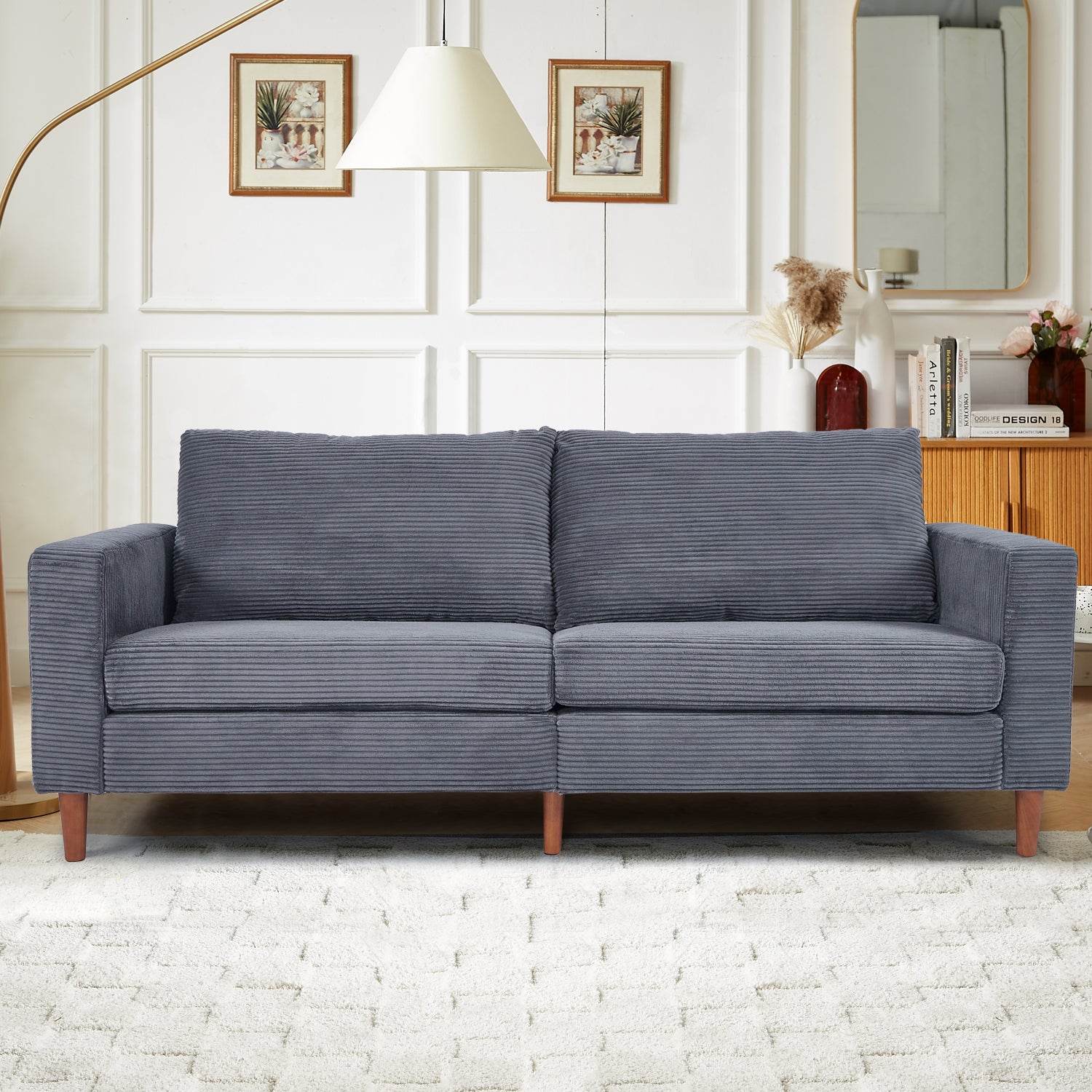 My Depot Sofa Comfort Corduroy Living Room Sofa 
Gray
SPMD-2139GY