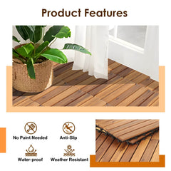 My Depot Outdoor Decking 12 in. W x 12 in. L Square Patio Natural Color Wood Interlocking Flooring Deck Tiles Straight Pattern