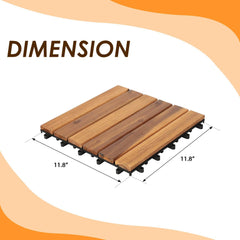 My Depot Outdoor Decking 12 in. W x 12 in. L Square Patio Natural Color Wood Interlocking Flooring Deck Tiles Straight Pattern